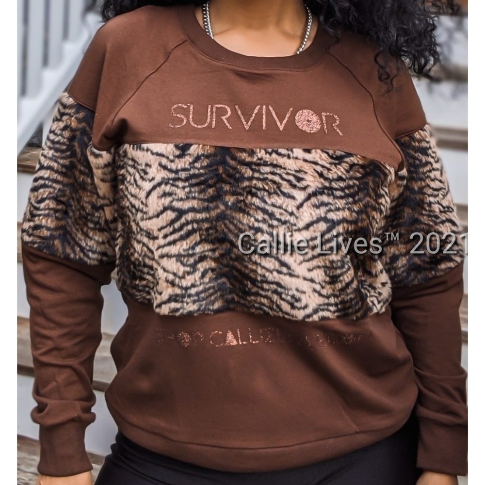 Miz Survivor: Chocolate Brown Tiger Animal Sweater 3 Pack S M L